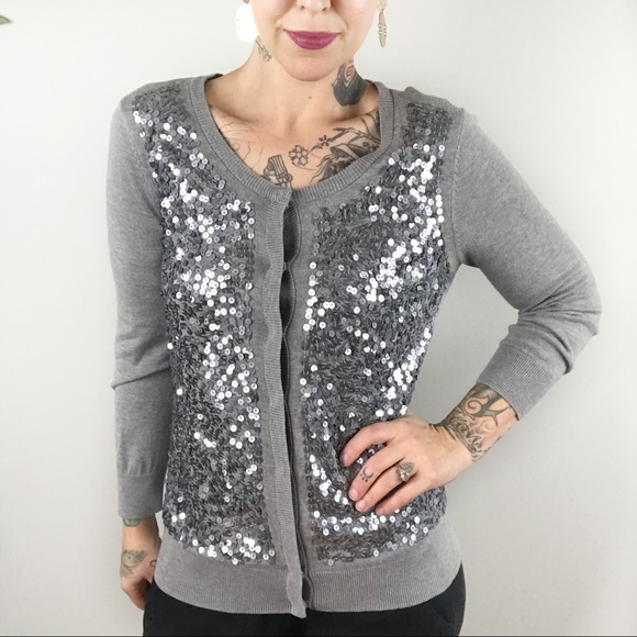 silver sequin cardigan